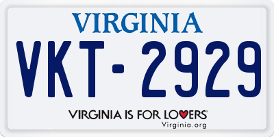 VA license plate VKT2929