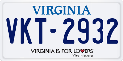 VA license plate VKT2932
