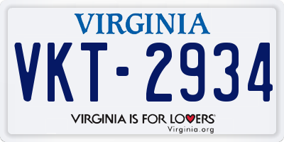 VA license plate VKT2934