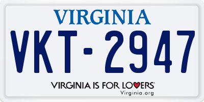 VA license plate VKT2947
