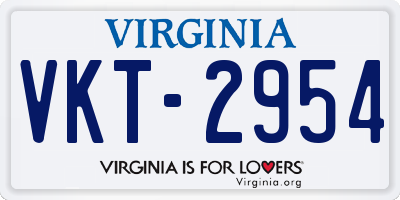 VA license plate VKT2954