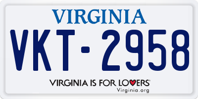 VA license plate VKT2958
