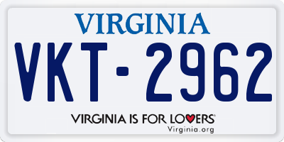 VA license plate VKT2962