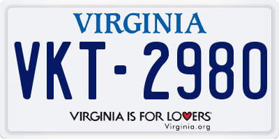 VA license plate VKT2980