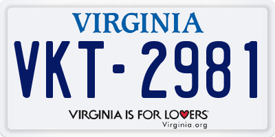 VA license plate VKT2981