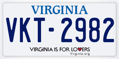 VA license plate VKT2982