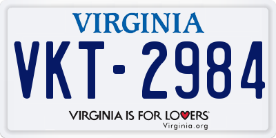 VA license plate VKT2984