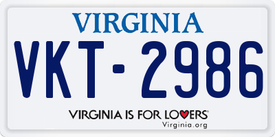 VA license plate VKT2986
