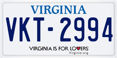 VA license plate VKT2994