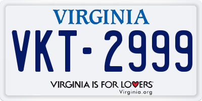 VA license plate VKT2999