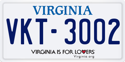VA license plate VKT3002
