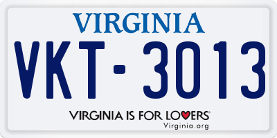 VA license plate VKT3013