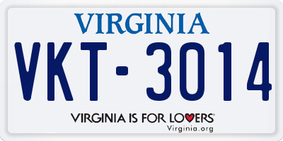 VA license plate VKT3014