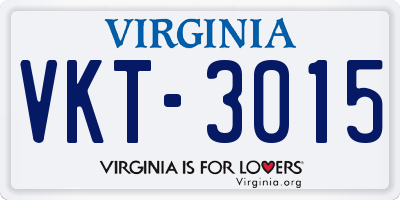 VA license plate VKT3015