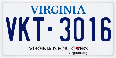 VA license plate VKT3016