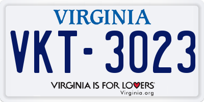 VA license plate VKT3023