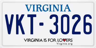 VA license plate VKT3026