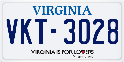 VA license plate VKT3028