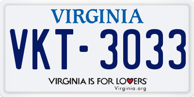 VA license plate VKT3033