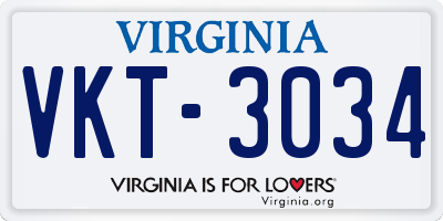 VA license plate VKT3034
