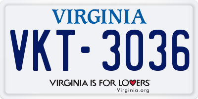 VA license plate VKT3036