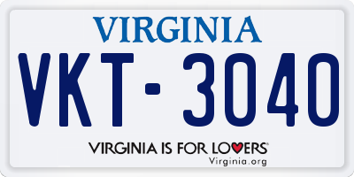 VA license plate VKT3040