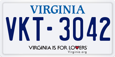 VA license plate VKT3042