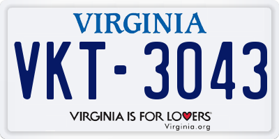VA license plate VKT3043