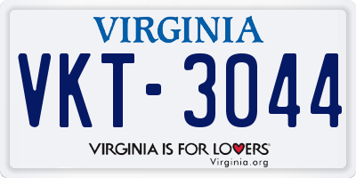 VA license plate VKT3044