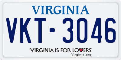VA license plate VKT3046