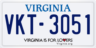 VA license plate VKT3051
