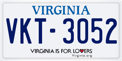 VA license plate VKT3052