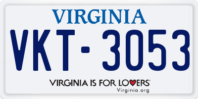 VA license plate VKT3053