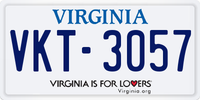 VA license plate VKT3057
