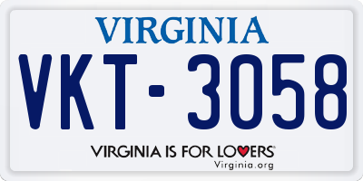 VA license plate VKT3058