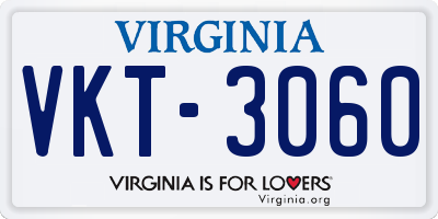 VA license plate VKT3060