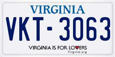 VA license plate VKT3063