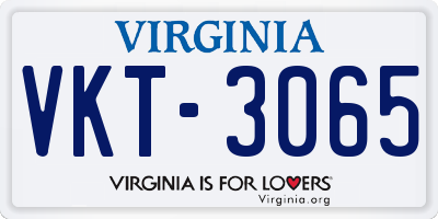 VA license plate VKT3065