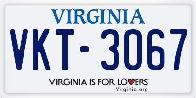 VA license plate VKT3067