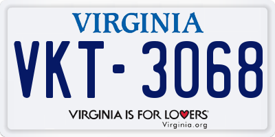 VA license plate VKT3068
