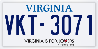 VA license plate VKT3071