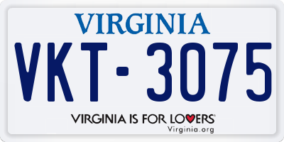 VA license plate VKT3075