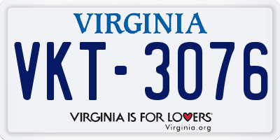 VA license plate VKT3076