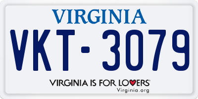 VA license plate VKT3079