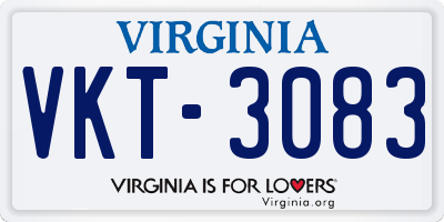 VA license plate VKT3083
