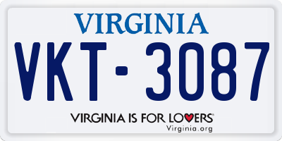 VA license plate VKT3087