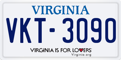 VA license plate VKT3090