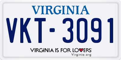 VA license plate VKT3091