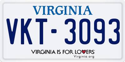 VA license plate VKT3093