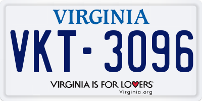 VA license plate VKT3096
